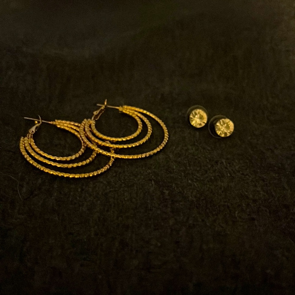 Diamond earrings and hoops